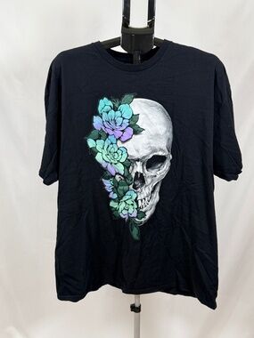 DOM Floral Skull Graphic Tee Black 2XL